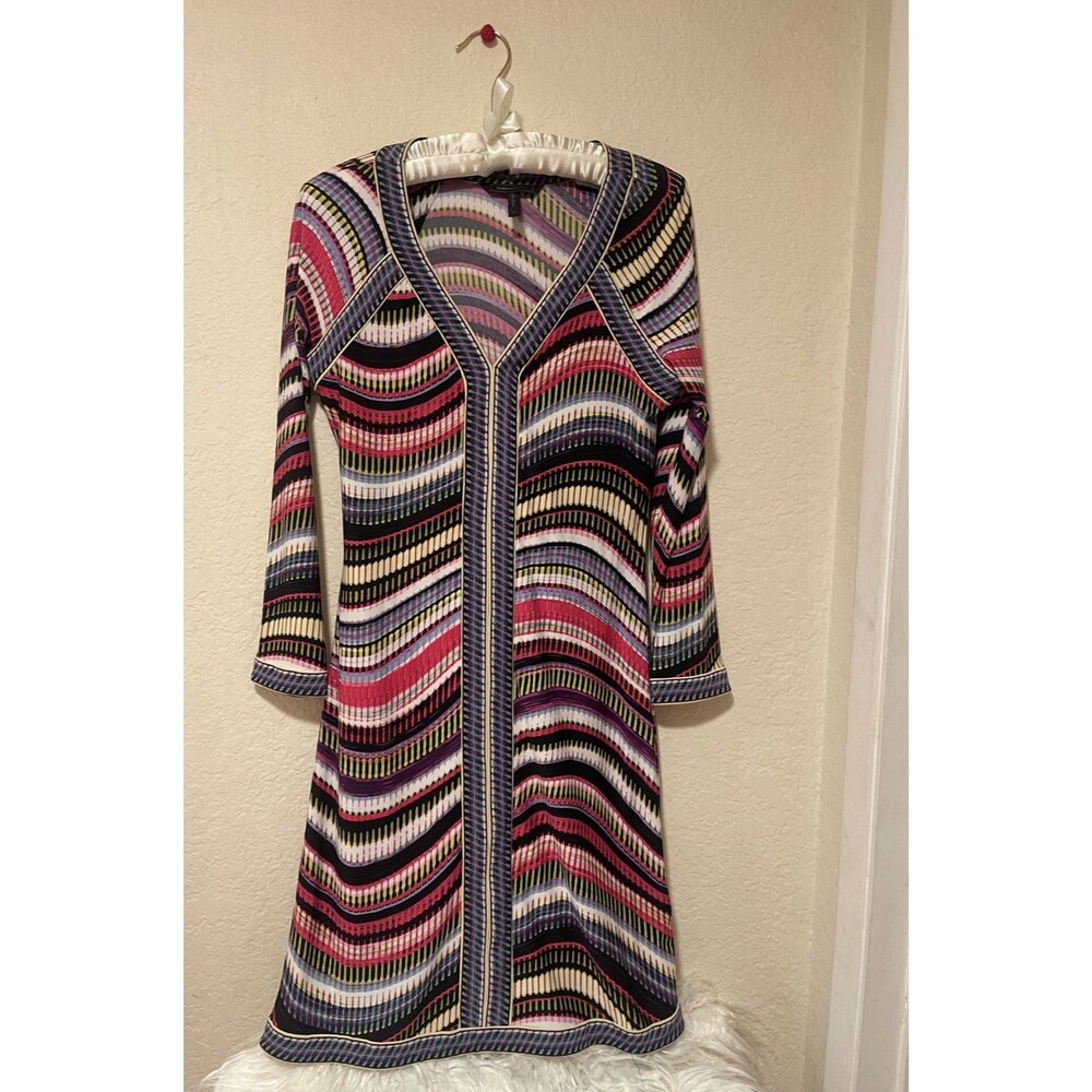 BCBGMACZRIA long-sleeve v-neck dress Colorful Striped Pattern